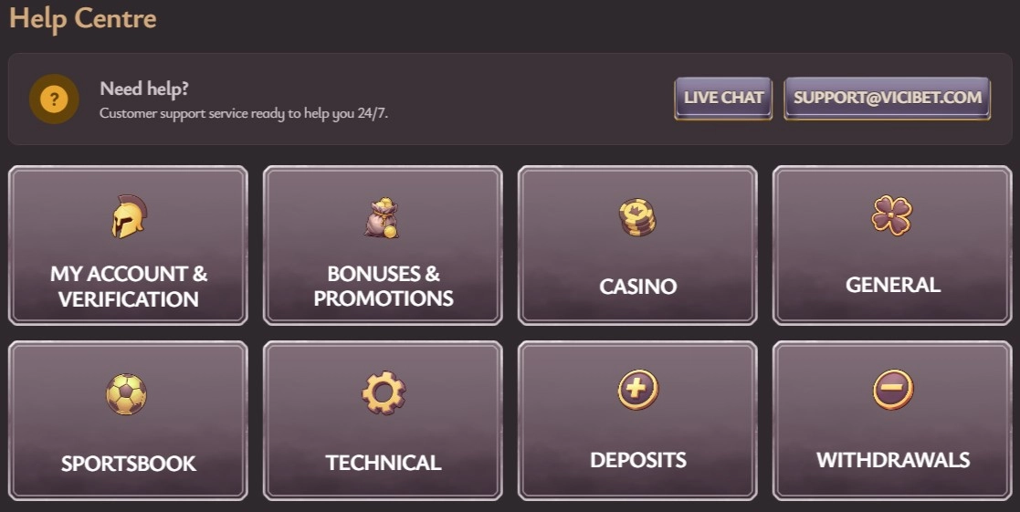 Vicibet casino help-centre
