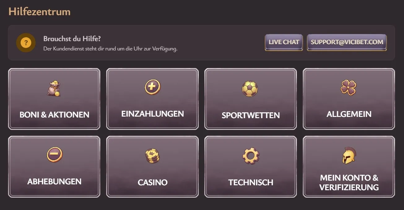 Vicibet casino hilfezentrum